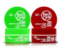 RedOne Hair Styling Wax Red & Green 2x150 ml | Strong Hold & Maximum Control | Matte & Shine Finish | Strawberry & Coconut Scent | Professional Hair Wax for Men & Women