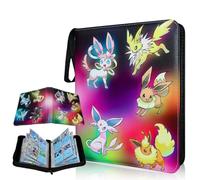 REDORELA Trading-Card-Binder 400Pockets for Pokemon-Folder-4-pocket with Zipper Toploading Transparent Waterproof Sleeves for Sports & Game Cards (Adorable 7-Character 400Pockets)