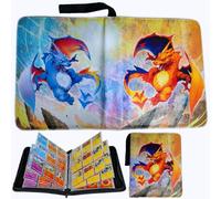 REDORELA Trading-Card-Binder 900 Pockets for Pokemon-TCG-Binder Collectible with Waterproof Cover and Secure Zipper for Sports & Game Cards (Battle Blue and Orange Dragon 900 Slots)