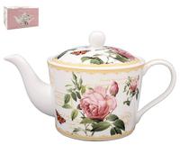 Redoute Rose Fine China 2 Cup Teapot with Pink Roses and Butterfly Design