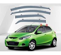 REDOVO 4 Pieces Car Window Wind Deflectors for Mazda 2 Hatchback MK2 2008-2014 Front and Rear Side Windows Sun Visors Wind Shield Accessories