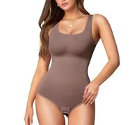 REDPAI Shapewear Bodysuits for Women Tummy Control Shapewear Seamless Faja Body Shaper Body Suit Going out Tops, Brown, XS/S