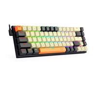 Redragon 60% Mechanical Gaming Keyboard, 68 Keys Wired Office RGB Keyboard with Arrow Keys, Programmable Macro, Red Switches for Windows Mac PC Laptop, Black/Beige/Orange