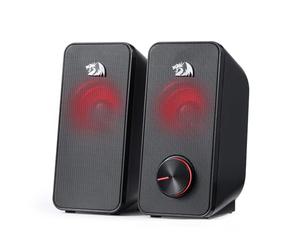 Redragon GS500 Stentor PC Gaming Speaker, 2.0 Channel Stereo Desktop Computer Speaker with Red Backlight, Quality Bass and Crystal Clear Sound, USB Powered with a 3.5mm Connector