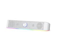 Redragon GS560 RGB Desktop Soundbar, 2.0 Channel Computer Speaker with Dynamic Lighting Bar Audio-Light Sync/Display, Touch-Control Backlit with Volume Knob, USB Powered w/ 3.5mm Cable, White
