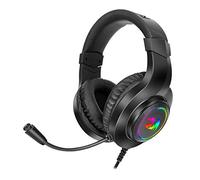 Redragon H260 Hylas Wired Gaming Headset, 50 mm Drivers, Stereo Surround Sound, Noise-Canceling Microphone, Dynamic RGB Backlight, Over-Ear Headphones Works for PC/PS4/XBOX ONE/NS, Black