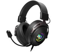 Redragon H389 Wired Gaming Headset with Mic, 50mm Drivers RGB Light Gaming Headphones, 3D Stereo Sound, Soft Memory Earmuffs & Artificial Leather Design for PC, PS4/5, Switch, Xbox. Black