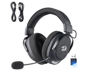 Redragon H858 3-Mode Wireless Gaming Headset, 7.1 Surround Sound, 53 mm Drivers, Memory Foam Ear Pads, Detachable Noise-canceling Microphone, Over-Ear Headphones Works for Mobile, PC/PS5/NS