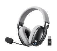 Redragon H878 3-Mode Wireless Blue Lighting Gaming Headset - Lightweight - 7.1 Surround Sound - 40MM Drivers - Detachable Microphone - Multi Platforms for PC, PS5/4/3, Switch, Mobile, Black&Gray