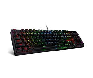 Redragon K582 SURARA Mechanical Gaming Keyboard with 104 Keys Anti-Ghosting, Programmable Wired Keyboard, Multicolour RGB Backlighting, Linear and Quiet Red Switch, Plug & Play, US Layout