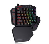 Redragon K585 DITI Single Hand RGB Mechanical Gaming Keyboard, Blue Switches, Type-C Professional Gaming Keyboard with 7 Integrated Macro Keys, Removable Wrist Support, 42 Keys
