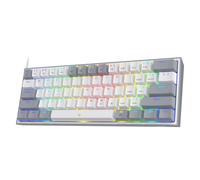 Redragon K617 60% Wired RGB Gaming Keyboard, 61 Keys Compact Mechanical Keyboard w/White & Pink Mixed-Colored Keycaps, Linear Red Switch, Pro Driver Support