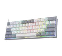 Redragon K617 60% Wired RGB Gaming Keyboard, 61 Keys Compact Mechanical Keyboard w/White & Grey Mixed-Colored Keycaps, Linear Red Switch, Pro Driver Support