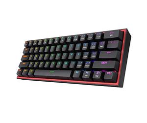 Redragon K617 Wired RGB Gaming Keyboard, 61 Keys Hot-Swap Compact Mechanical Keyboard w/Compact 60% Layout, Red Inner Frame Design, Linear Red Switch & 2 Spare Keycaps