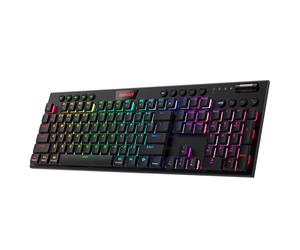 Redragon K618 Horus Wireless RGB Mechanical Keyboard, Bluetooth/2.4Ghz/Wired Tri-Mode Ultra Thin Low Profile Gaming Keyboard w/No-Lag Cordless Connection, Dedicated Media Control & Linear Red Switch