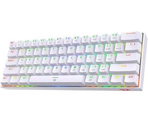 Redragon K630 Dragonborn 60% Wired RGB Gaming Keyboard, 61 Keys Compact Mechanical Keyboard with Tactile Red Switch, Pro Driver Support, White