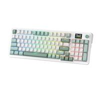 Redragon K719 Wireless Gasket Gaming Keyboard w/Hype Screen & Knob, 95 Keys Mechanical Keyboard, Easy-Control 1.14’’ TFT Info Display, 5-Layer Noise Dampening, Custom Linear Switch, Jade Cloud Color
