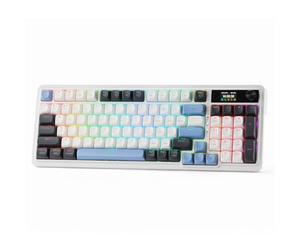 Redragon K719 Wireless Gasket Gaming Keyboard w/Hype Screen & Knob, 95 Keys Mechanical Keyboard, Easy-Control 1.14’’ TFT Info Display, 5-Layer Noise Dampener, Round PBT Keycaps, Mint Mambo Switch