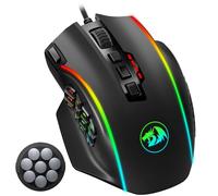 Redragon M901K Elite RGB MMO Mouse,Wired Gaming Mouse with 12 Side Buttons,12400 DPI,8 * 2.4g Weight Tuning,19 Programmable Buttons for PC Laptop MOBA FPS,Black