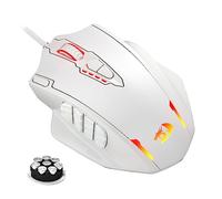 Redragon M908 Impact RGB LED MMO Gaming Mouse With 12 Side Buttons, Optical Wired Ergonomic Mouse with Max 12,400DPI, High Precision, 18 Programmable Macro Shortcuts, Comfort Grip, White