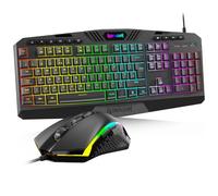 Redragon S101 Wired Gaming Keyboard and Mouse Set, UK Layout, RGB Backlight, Mechanical Feeling Ergonomic Keyboard and Mouse, 4200 DPI, 7 Programmable Buttons, Gaming or Working for PC/Mac