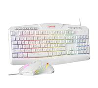 Redragon S101 Wired RGB Gaming Keyboard and Mouse Combo, LED Backlit, 25 Keys, 100% Conflict Free, Anti-Ghosting, Wrist Rest, Plus RGB Backlit Gaming Mouse with 3200 DPI for Windows PC Gamers - White