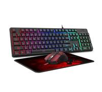 Redragon S107 Gaming Keyboard and Mouse Combo Large Mouse Pad Mechanical Feel RGB Backlit 3200 DPI Mouse for Windows PC (Keyboard Mouse Mousepad Set)