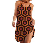 (Redrum Mid Century Modern MCM Overlook Hotel Shining 237 Pattern_5285) Women's Summer Dresses Casual Sleeveless Elastic Skirt with Straps Sundresses Vacation Beach Cover Up Dress Tshirt- Stylish & Co