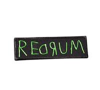 Redrum (Murder) Embroireder in red (Horrow of Stanley Kubrick, Stephen King), The Shining, Words, Horror, Movie, Friday 13, Killer4 Embroidered Iron on Applique Souvenir Accessory
