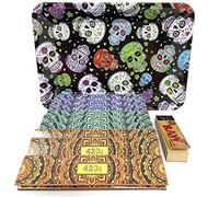 Reds Day of the Dead Mini Tray with 9 Pack and 1 Filter Tips KS Slim Papers