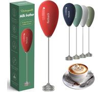 Redsack Waterproof Electric Whisk Milk Frother Handheld - USB Rechargeable Hand Whisk Electric Coffee Frother for Kitchen, Traveling - Double Coil Frappe Maker Coffee Stirrers with Portable Bag (Red)