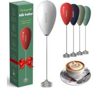 Redsack Waterproof Electric Whisk Milk Frother Handheld - USB Rechargeable Hand Whisk Electric Coffee Frother for Kitchen, Traveling - Double Coil Frappe Maker Coffee Stirrers with Portable Bag-White
