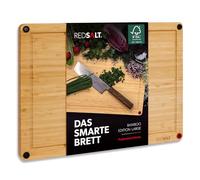 REDSALT Innovative Bamboo Wood Chopping Board XL 50 x 36 x 2.5 cm Non-Slip Double-Sided Antibacterial Deep Juice Groove Premium Wooden Board Large for Kitchen and Grill