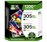 Redsee 305XL Ink Cartridges Replacement for HP 305 Ink Cartridges Black and Colour 305xl for HP Deskjet 2810e Ink Cartridges Deskjet 2800e 2820e 2700 2710e Envy 6020e Pro 6400 Plus 4100(2 Pack)