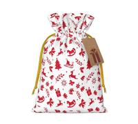 Redshape Print Christmas And Halloween Bag For Gift | Linen Drawstring Pouch For Holiday Gifts And Party Favors. Fits Small Items