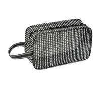 REDSINDA Mesh Shower Caddy Bag for Bathroom Gym Camping Portable Travel Mesh Toiletry Bag for Women Men (Black with White Stripes)