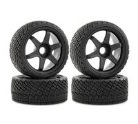 REDSPIDER•1/8 RC Rally Car Tires On Road Tyres 17mm Hex Plastic Wheels Rims Compatible with 1/7 1/8 Scale Racing Car KM WRC C3 ARRMA Felony Infraction Limitless RC On-Road Car (Black 1)