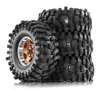 REDSPIDER 4Pcs 1.9 Beadlock Wheels and Tires Set, 118mm OD Super Soft Sticky Tires with CNC Aluminum Rims & Foam Inserts for 1/10 RC Crawler TRX4, SCX10 II III, Capra, Redcat Gen8, VS4-10 (Brown)