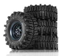 REDSPIDER•Rubber 2.2'' Crawler Tires(4pcs) Mud Terrain 2.2 Tires Super Grip Soft Tyre OD 130 * 55mm Compatible with Axial SCX10 90047 D90 TF2 Tamiya CC01 Traxxas TRX4 (Titanium)