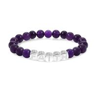 Redsprit Faith Beaded Bracelets for Women Men Natural Stone Round Beads Semi-Precious Stretch Bracelet Jewelry, One Size, Gemstone, Amethyst