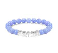 Redsprit Faith Beaded Bracelets for Women Men Natural Stone Round Beads Semi-Precious Stretch Bracelet Jewelry, One Size, Gemstone, blue agate