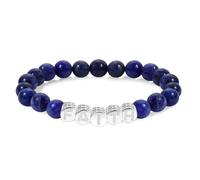 Redsprit Faith Beaded Bracelets for Women Men Natural Stone Round Beads Semi-Precious Stretch Bracelet Jewelry, One Size, Gemstone, Lapis Lazuli