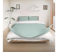 REDSSEN 3-Side Opening Duvet Cover Set - 400TC Organic Cotton, Super King Size Cloud Green 3 Pieces with 2 Pillowcases