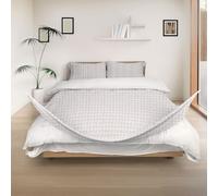 REDSSEN 3 Side Opening Duvet Covers Set - 400TC Organic Cotton, 3 pieces with Duvet Cover, Two Pillowcases, Super King Size Luxury Bedding Sets, Sand Stripe Check