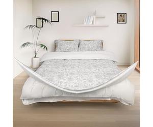 REDSSEN Grey Bloom Floral 3 Side Opening Duvet Cover Set Double - 400TC Organic Cotton with Easy Change Zipper, Quick Fit Bedding, Duvet Cover + 2 Pillowcases (Double Size, Grey)