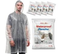 REDSTAR Clear Rain Ponchos for Adults - Disposable Clear Rain Poncho Adult Waterproof Pac a Mac for Women and Men - Adults Waterproof Emergency Disposable Raincoat Travel and Festival Accessories