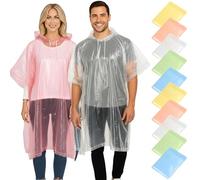 REDSTAR Coloured Disposable Rain Ponchos for Adults - Assorted Disposable Rain Poncho Adult Waterproof Pac a Mac Women and Men - Emergency Lightweight Pac a Mac for Travel and Festival Accessories