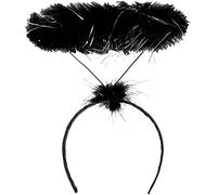 REDSTAR Fluffy Black Halo Fancy Dress Halloween Headband for Women - Fallen Angel Halo Headband Halloween Accessories Women and Kids - Black Angel Accessories Kids and Adults