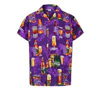 REDSTAR Hawaiian Shirts for Men Funny Shirts with Short Sleeves - Hawaiian Fancy Dress Mens Hawaiian Shirt Button Down Beer Shirts for Men - Ugly Shirts for Stag Do Accessories (XXL, Purple)