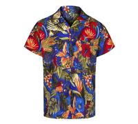 REDSTAR Mens Hawaiian Shirt Short Sleeve Hawaiian Shirts for Men Funny Shirt - Ugly Shirt with a Jungle Animal Print for Funky Shirts for Men and Stag Shirt (Medium, Blue)